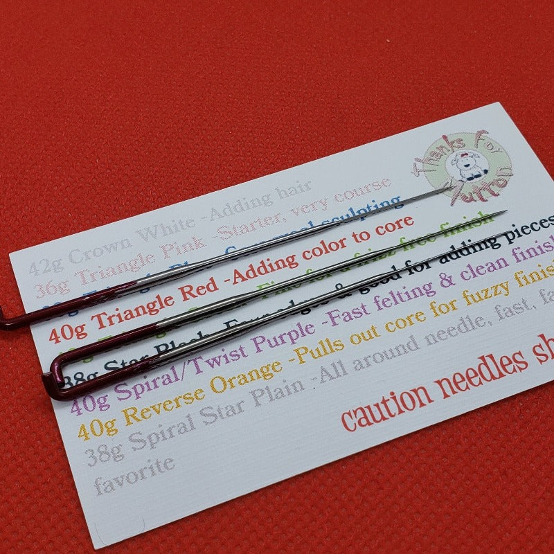 10 40g triangle needle felting needles, fine needle, includes needle case, used to add color to core sculpture