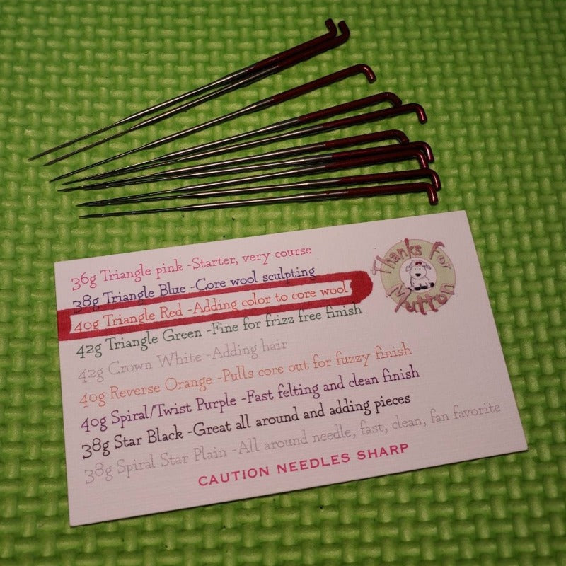10 40g triangle needle felting needles, fine needle, includes needle case, used to add color to core sculpture