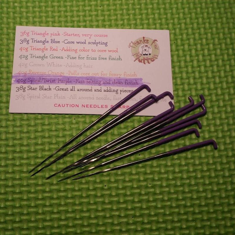 10 40g Spiral needle felting needles, includes needle case, used to add colour without making dense, spiral / twist needle,
