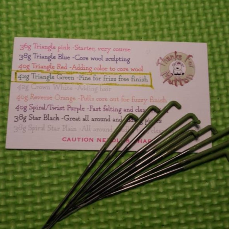 10 42g triangle needle felting needles, finishing needle, fine needle, includes needle case, used to finish frizz free
