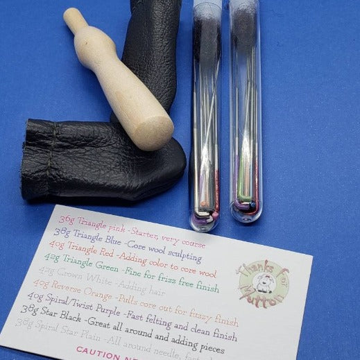 20 needle Felting needles set. High Quality needles, Finger protectors, handle and case . Crown Spiral Triangles Reverse Star.