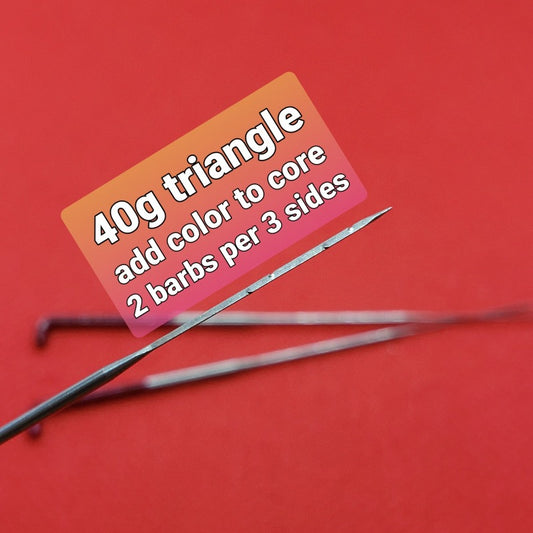 10 40g triangle needle felting needles, fine needle,  includes needle case, used to add color to core sculpture