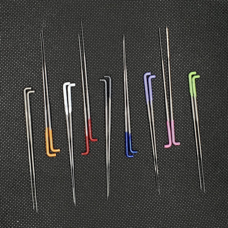 Needle felting needle set, 18 needles. Variety of needles. Spiral star needle, crown needle, reverse,  leather finger covers, wood handle